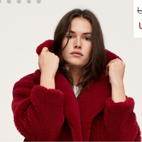 Mango Jackets & Blazers - Mango! Faux shearling oversized coat. Burgundy Size M